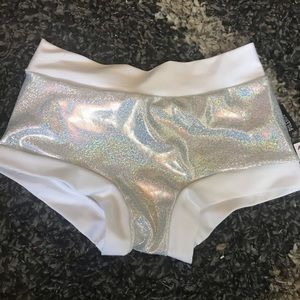 NWT Holographic Silver Polehog Shorts XS